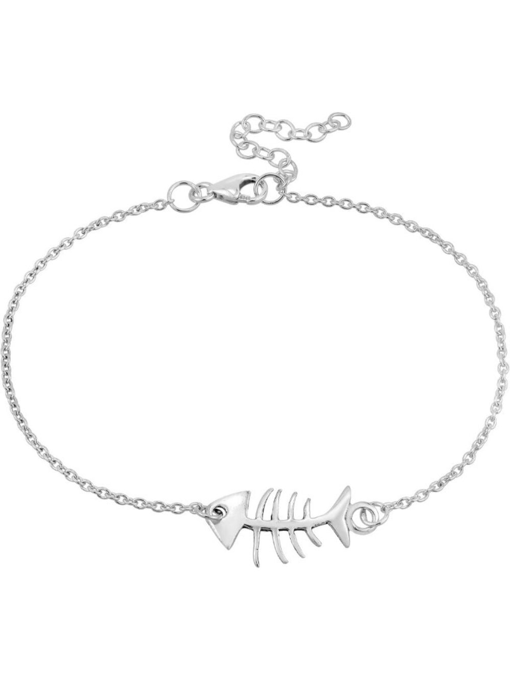 Minimalist .925 Sterling Silver Sideways Fish Bone Bracelet | Nautical Beach